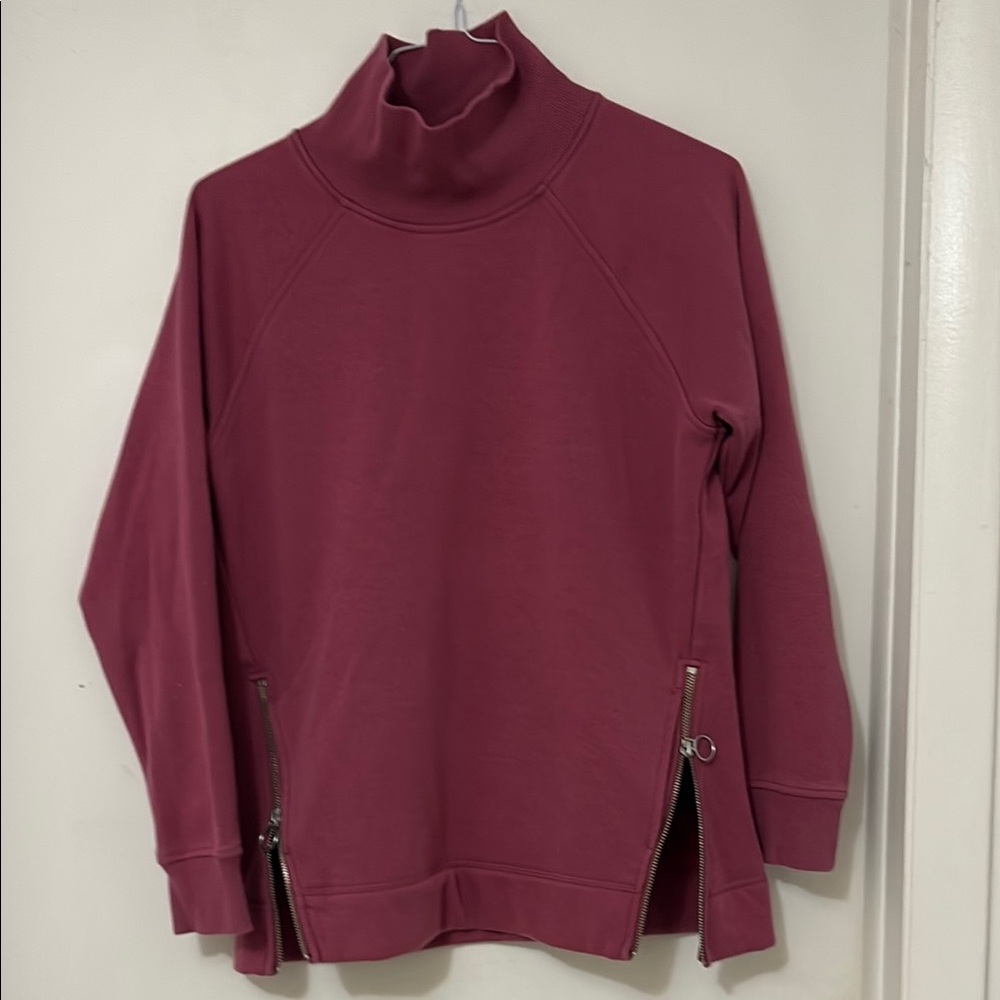 Athleta Mauve Turtleneck Sweater with Zipper Accents